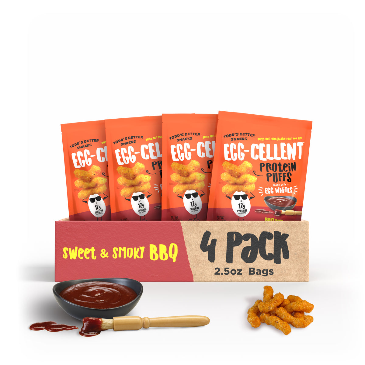 Sweet & Smoky BBQ Protein Puffs (2.5 oz) 4 bags per pack