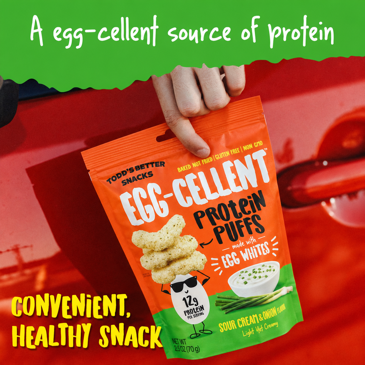 Sour Cream & Onion Protein Puffs (1.2 oz) 10 bags per pack