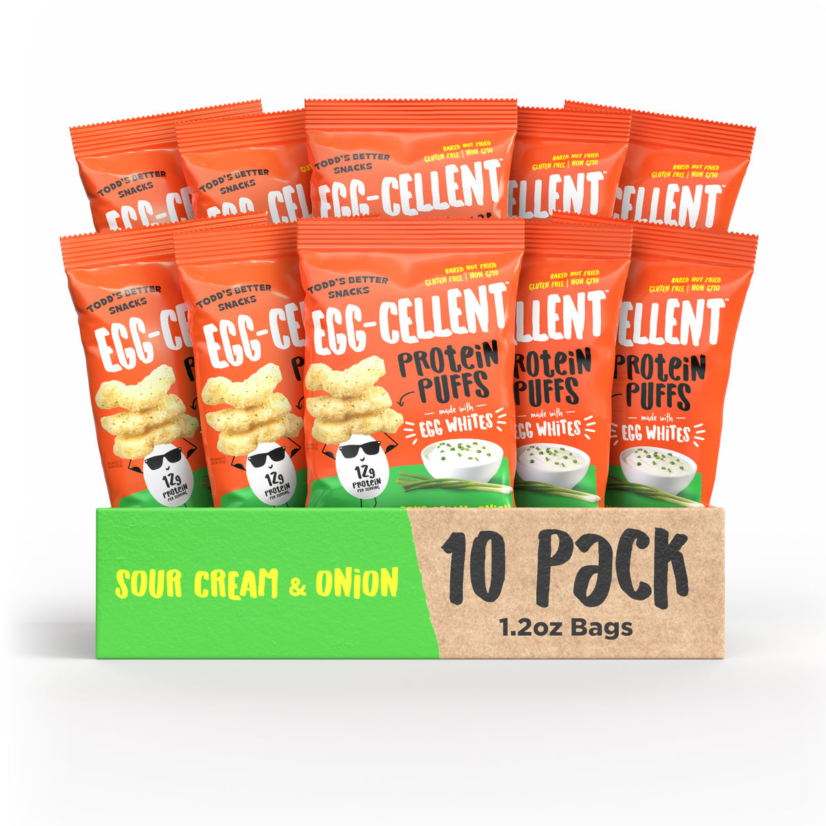 Sour Cream & Onion Protein Puffs (1.2 oz) 10 bags per pack