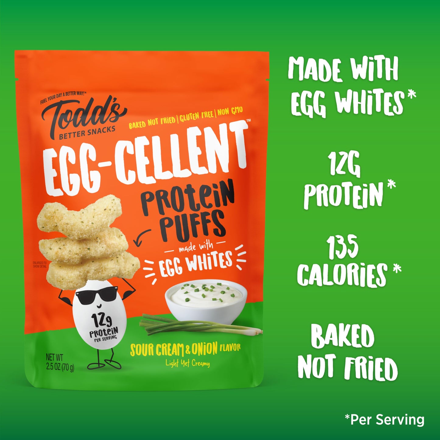 Sour Cream & Onion Protein Puffs (2.5 oz) 4 bags per pack