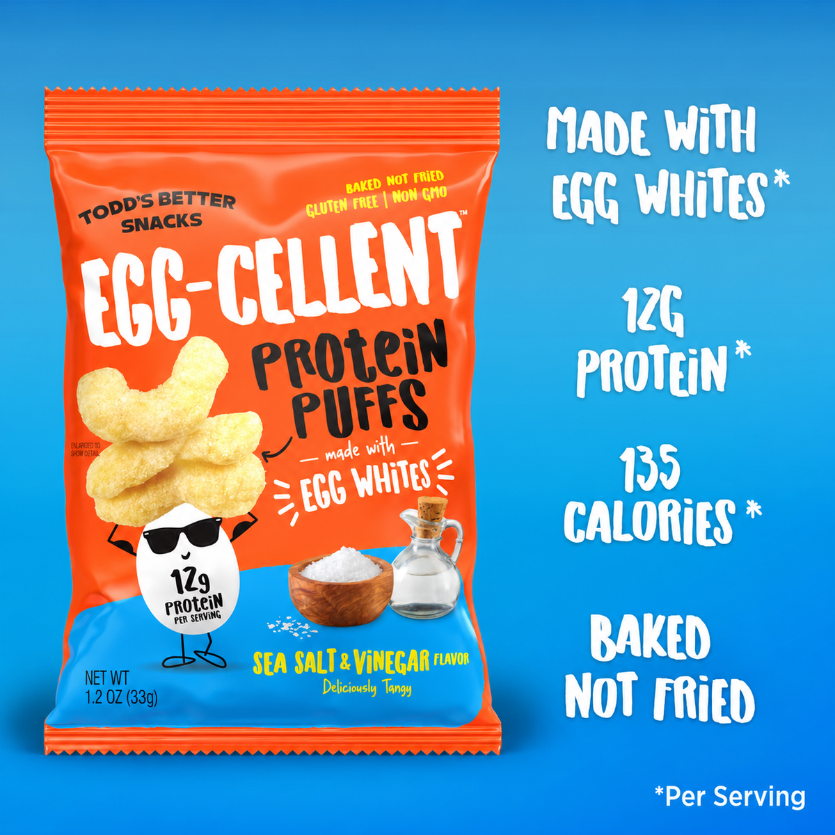 Sea Salt & Vinegar Protein Puffs (1.2 oz) 10 bags per pack