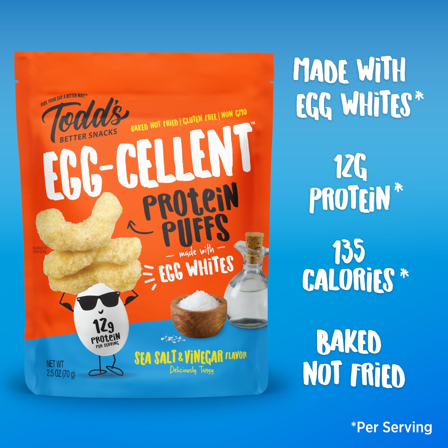 Sea Salt & Vinegar Protein Puffs (2.5 oz) 4 bags per pack