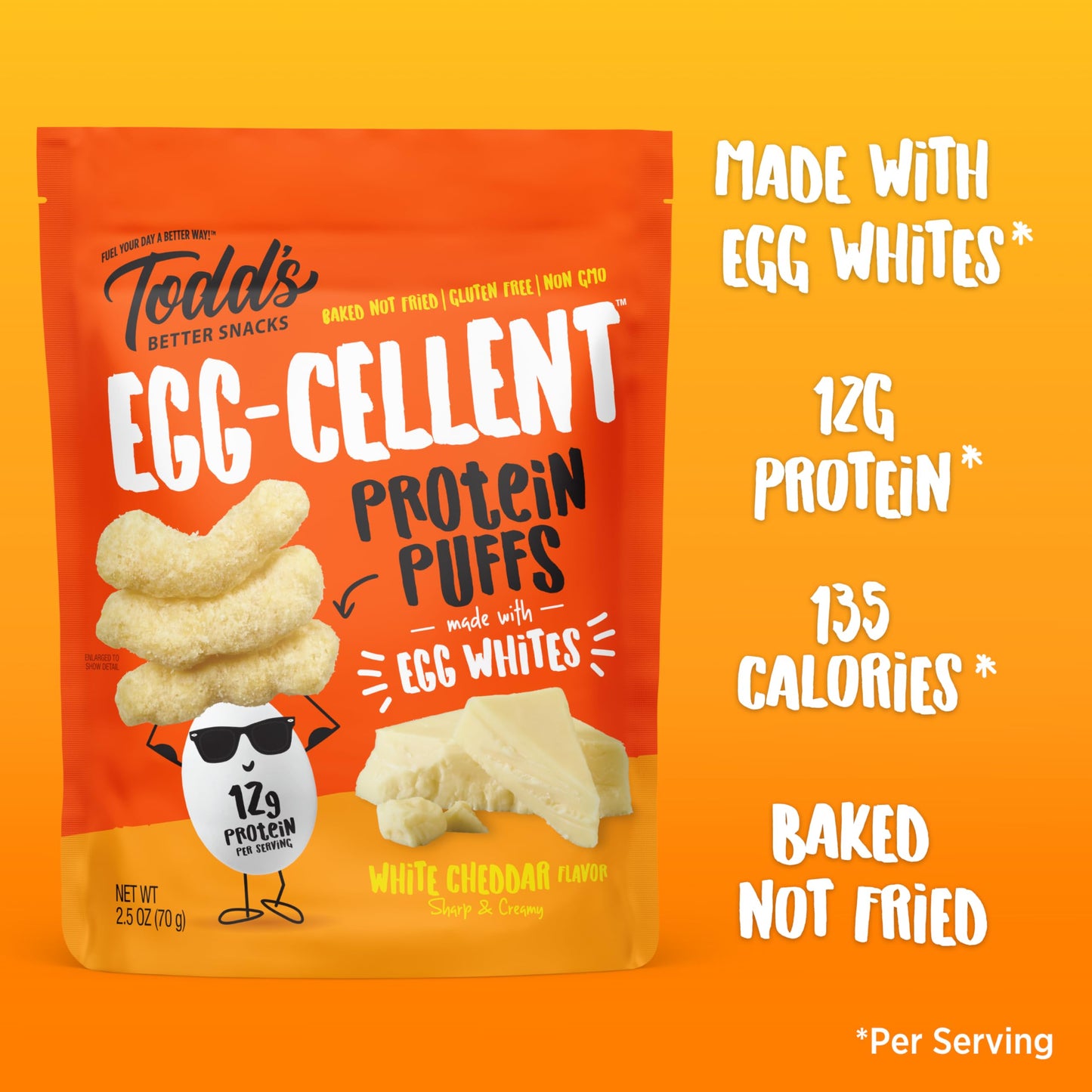 White Cheddar Protein Puffs (2.5 oz) 4 bags per pack